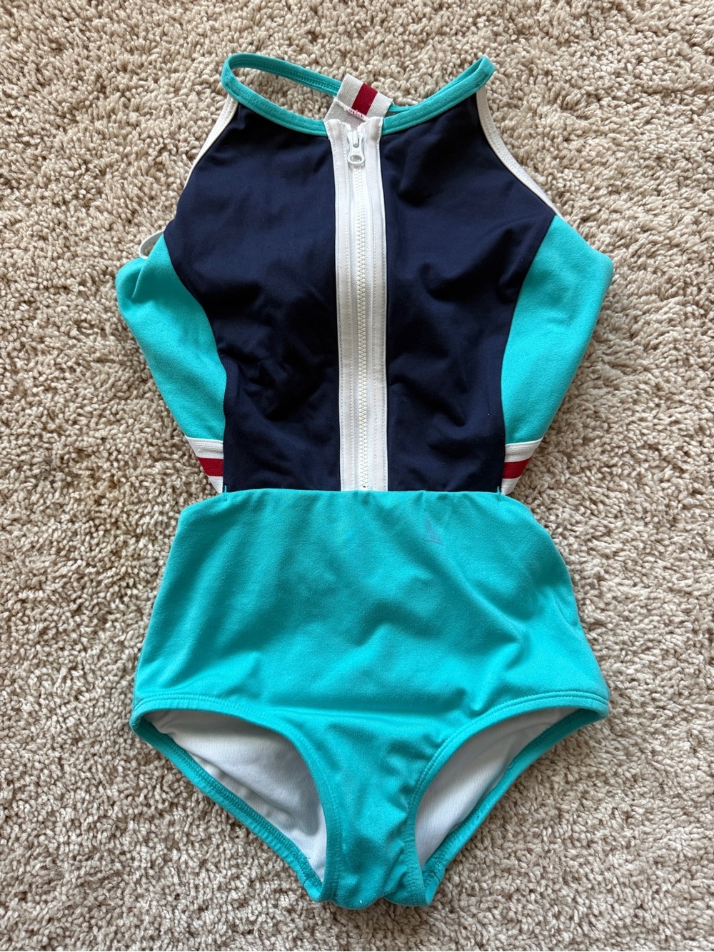 Girls' Teal and Navy Front-Zip Dance Costume